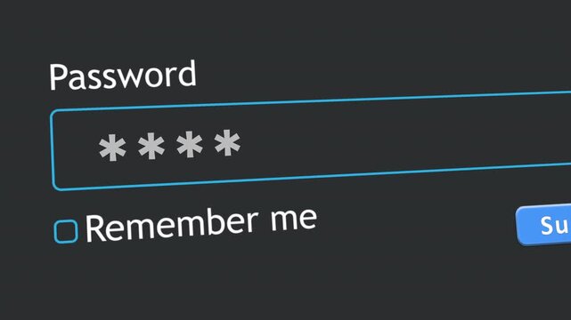 A user inputs their password into a website form box on a gray screen. The action shows the entry process for signing in and submitting login details.