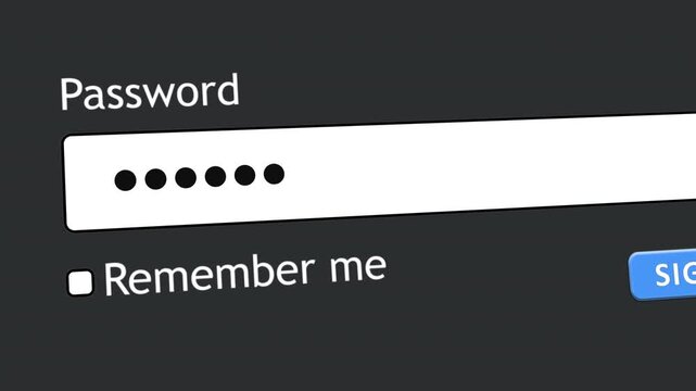 A user inputs a password into a website form with a gray screen behind. The action involves clicking and selecting the remember me option.