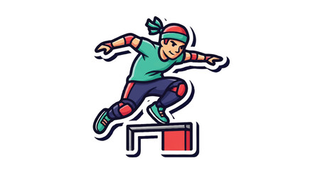Fototapeta premium Athlete jumping over obstacle illustration for sports and recreation