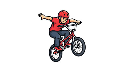 Naklejka premium Bmx rider performing stunt isolated white background