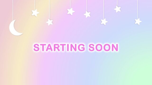 STARTING SOON　A dreamy background of a cute moon and stars
