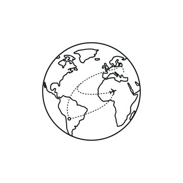 Black and white world map globe.