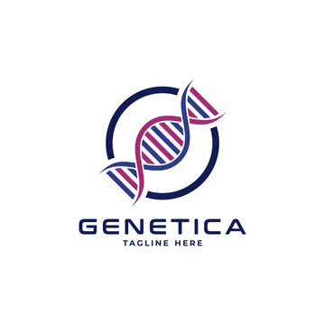 genetica dna helix circle logo design for science company