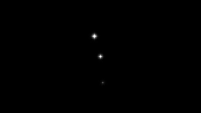 Magic glitter sparkle trail animation, glowing stars, white twinkling particles, fairy dust burst, glitter confetti trail, shining twinkle transition, on black screen overlay 4K