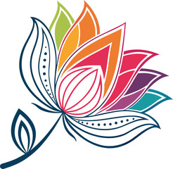 Fototapeta premium Colorful lotus flower icon vector illustration