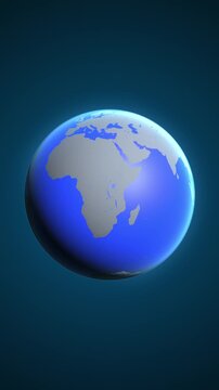 The animation shows a graphic representation of the earth and highlights the location and map of Mauritius colored red in vertical format.
