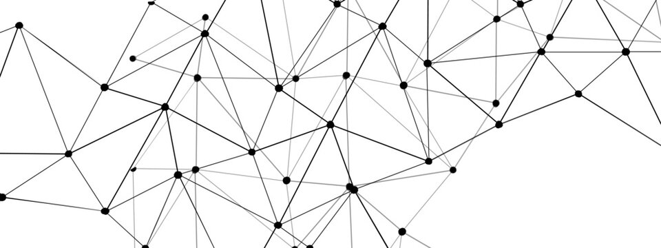 Vector Digital network topology design representing neural connections, modern digital technology structure with many nodes and lines connected and data exchange, global communication network