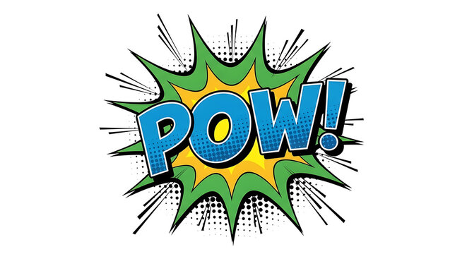 Comic book explosion effect with pow text