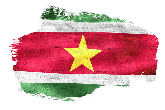 Suriname flag painted brush stroke transparent render