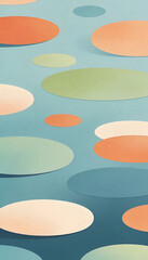 Colorful abstract shapes floating on a serene background