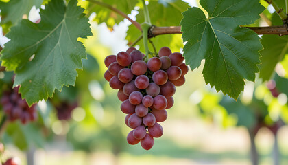 Fototapeta premium Bunch of red grapes hanging.