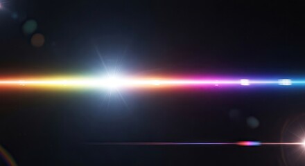 Fototapeta premium Vibrant Rainbow Lens Flare on Dark Background.