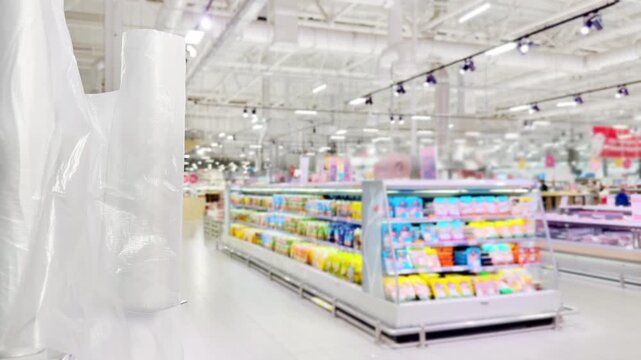 choosing a dairy products at supermarket.various goods on the supermarket shelves