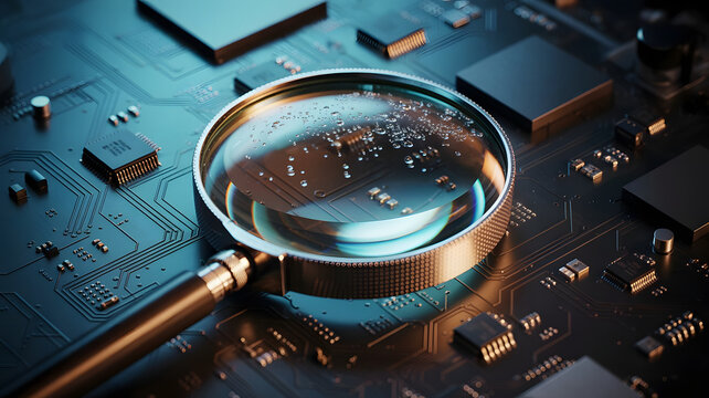 a round magnifying glass with a 60 mm diameter metal rim and 10 mm-thick tempered glass, created with generative ai