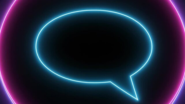 neon blue speech bubble with pink and purple gradient glow