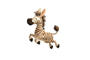 Fototapeta premium Funny Cartoon Zebra Leaping Through the Air