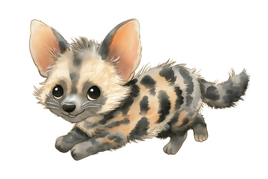 Playful aardwolf cub in a pouncing pose