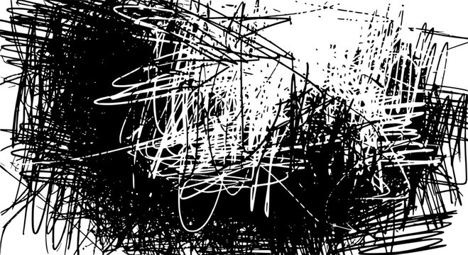 Brush strokes grunge texture with black and white scribbles and scratches effect featuring abstract, artistic, messy with chaotic and design element