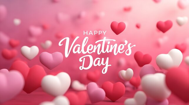 Red and pink hearts pattern with Valentine's Day message, romantic celebration background, love theme, festive mood, Valentine's Day.