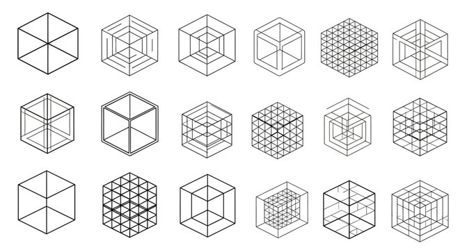 Set of Isometric Cubes and Geometric Structures in Wireframe Design