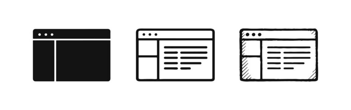 Web Browser Window Interface Vector Icons Set