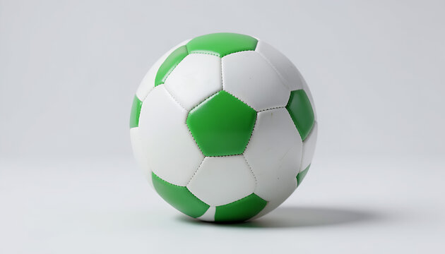 Green and White Soccer Ball Closeup.