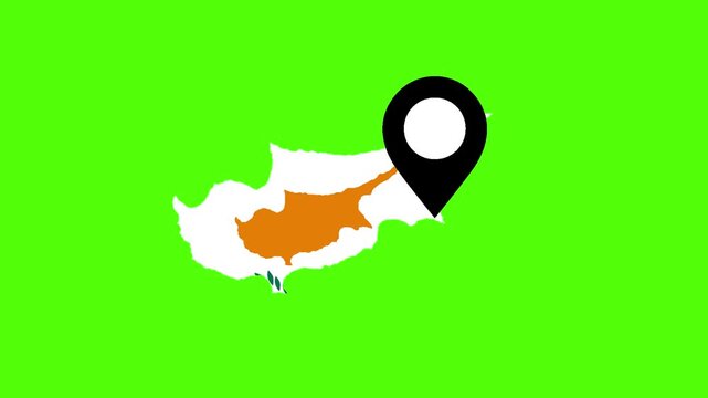 Cyprus Map and Location Pin: This image showcases a vibrant map of Cyprus, prominently displaying a location pin, perfect for representing travel destinations and geographical references.