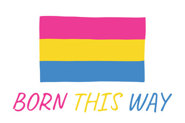 Fototapeta premium Colorful Pansexual pride flag Happy pride day LGBTQ community Pride Month Vector hand drawn doodle for posters, stickers, logo, cards