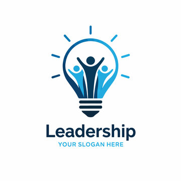 Leadership logo with light bulb and human figure