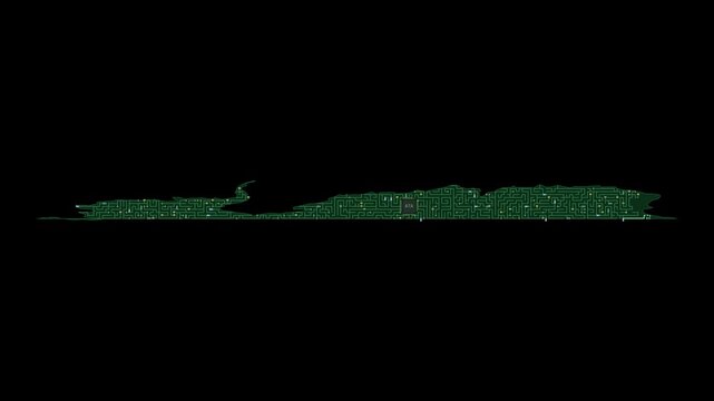 Circuit board map animation of Antarctica &ndash; Digital PCB Territory Visualization, Technology, Communication