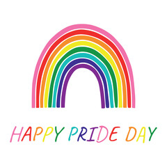 Fototapeta premium Colorful rainbow shape Gay pride flag Happy pride day LGBTQ community Pride Month Vector hand drawn doodle for posters, stickers, logo, cards