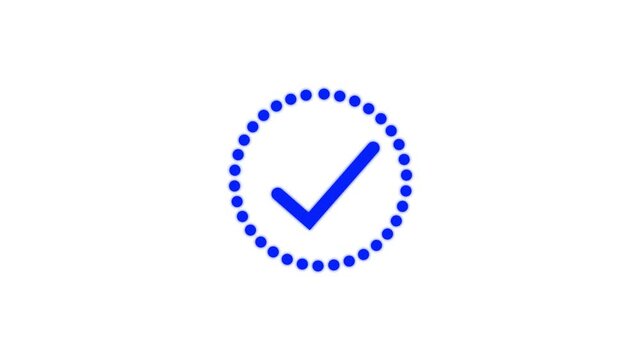 Blue check mark icon with dotted circle