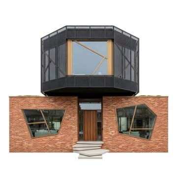 Modern Octagonal Building with Unique Brick Facade