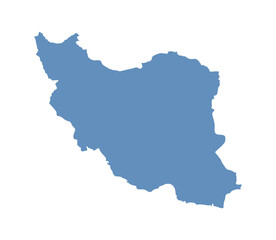 Obraz premium Blue Iran map isolated on white background, flat vector illustration