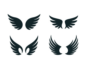 Obraz premium Wing logo collection, aviation club branding, sky adventure festival poster, freedom concept, protective guardian symbol, modern vector illustration elements