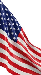 Fototapeta premium Waving american flag on white background