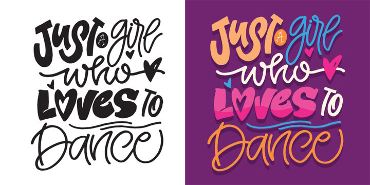 Life is better when you dance. Hand drawn doodle lettering motivation postcard - banner art with letters about dance