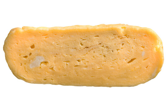 Delicious Japanese sweet omelette (Tamagoyaki) with soft layered texture, isolated on transparent background, high-resolution PNG file
