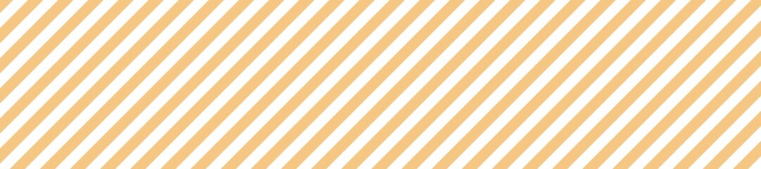 ​Diagonal orange and white striped pattern background. Seamless repeating lines texture for summer, bakery, or festive design. Wide banner format illustration. © Muhamad