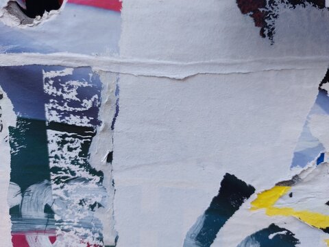 Torn and ripped street poster background, messy and old weathered paper details