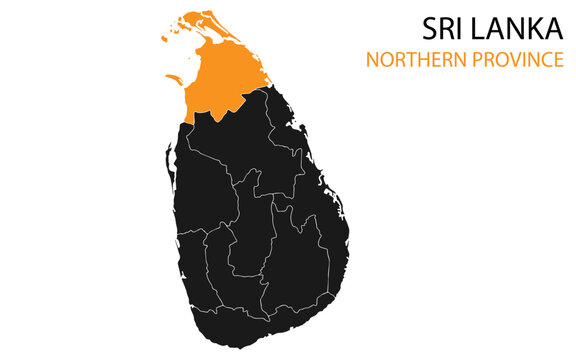 Sri Lanka png map with provinces, Sri Lanka province map, Sri Lanka Northern Province