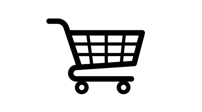 Shopping cart icon on white background.