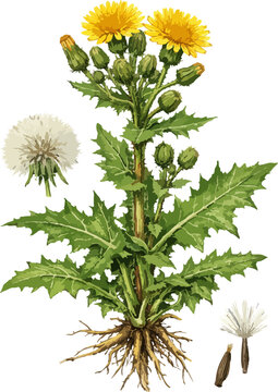 Sonchus arvensis illustration art (2)