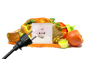 Bioabfälle, Küchenabfälle zum kompostieren vor weißem Hintergrund