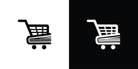 Shopping cart with books representing online bookstore concept. © @Three