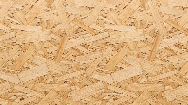 High-resolution OSB wood board texture featuring natural compressed wood chips and fibers, ideal for construction themes, architecture backgrounds, and industrial design projects.