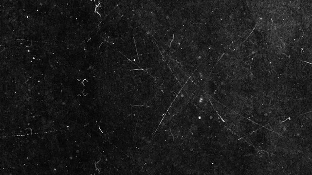 Grunge Scratch Texture with Dust, Film Noise and Vertical Distortion, Dark Distressed Cinematic Overlay Background for Video Editing and Visual Effects