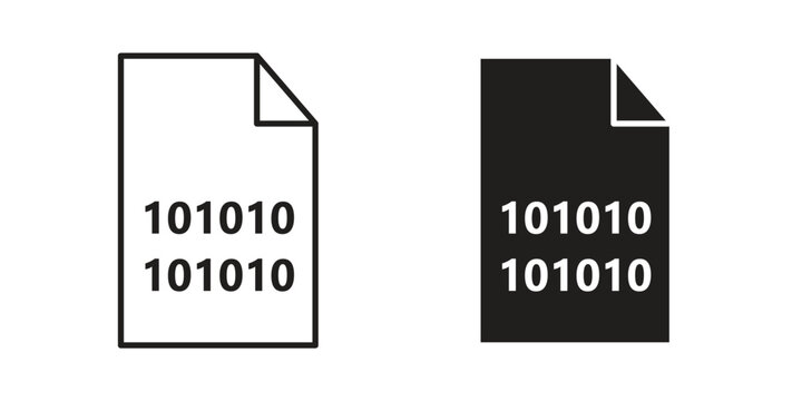 Binary code icon in black color. Vector icons on white background