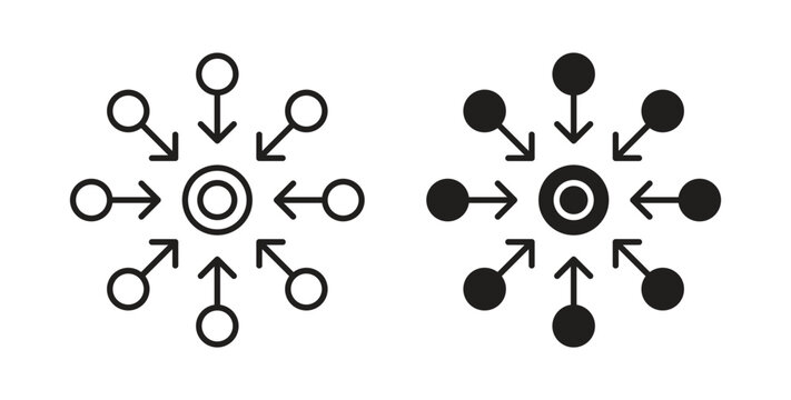 Centralized icon in black color. Vector icons on white background