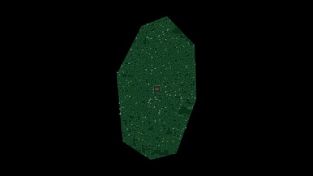 Circuit board map animation of Qatar &ndash; Digital PCB Territory Visualization, Technology, Communication
